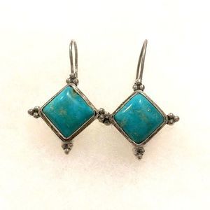 Vintage Turquoise Sterling Silver Drop Earrings